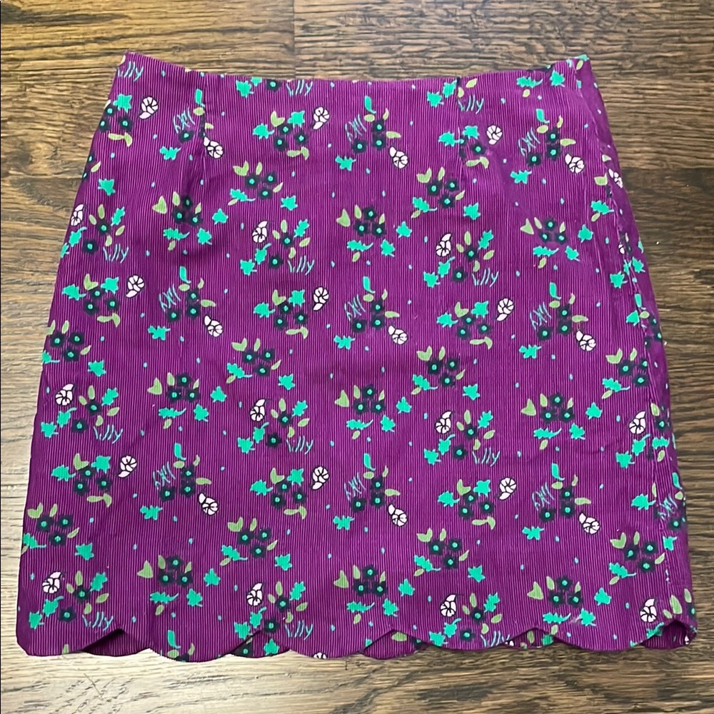 Lilly Pulitzer Corduroy Purple Floral Mini Skirt